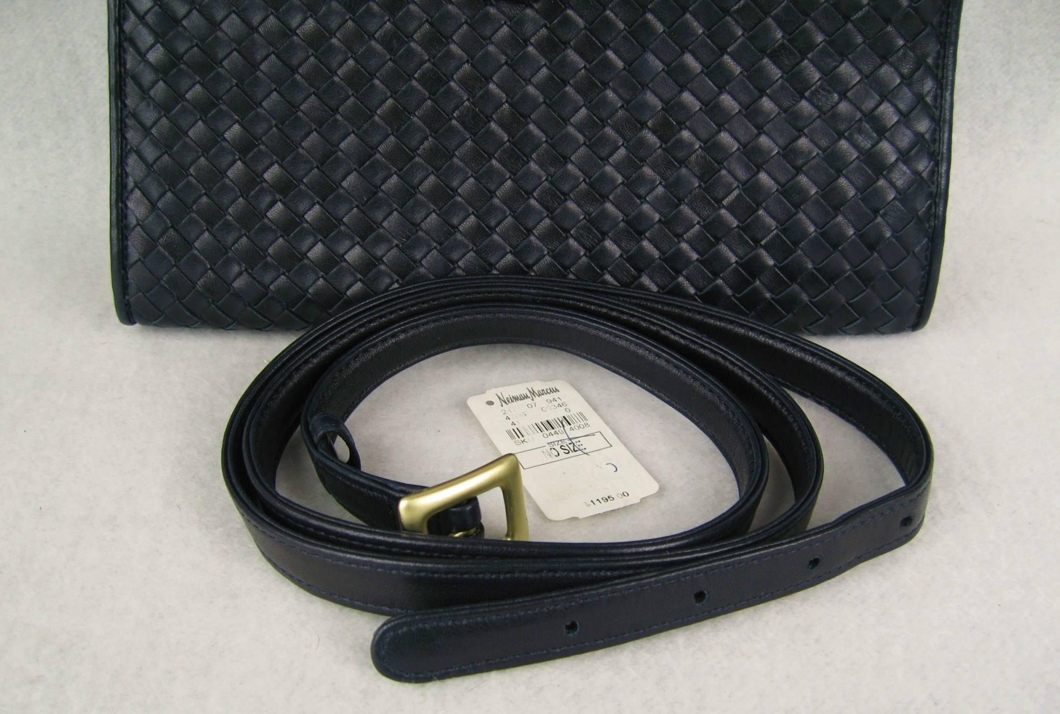 Black BARRY KIESELSTEIN CORD Blue Honey Comb Leather handbag Never Used 1995