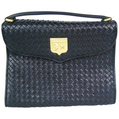 BARRY KIESELSTEIN CORD Blue Honey Comb Leather handbag Never Vintage 1995