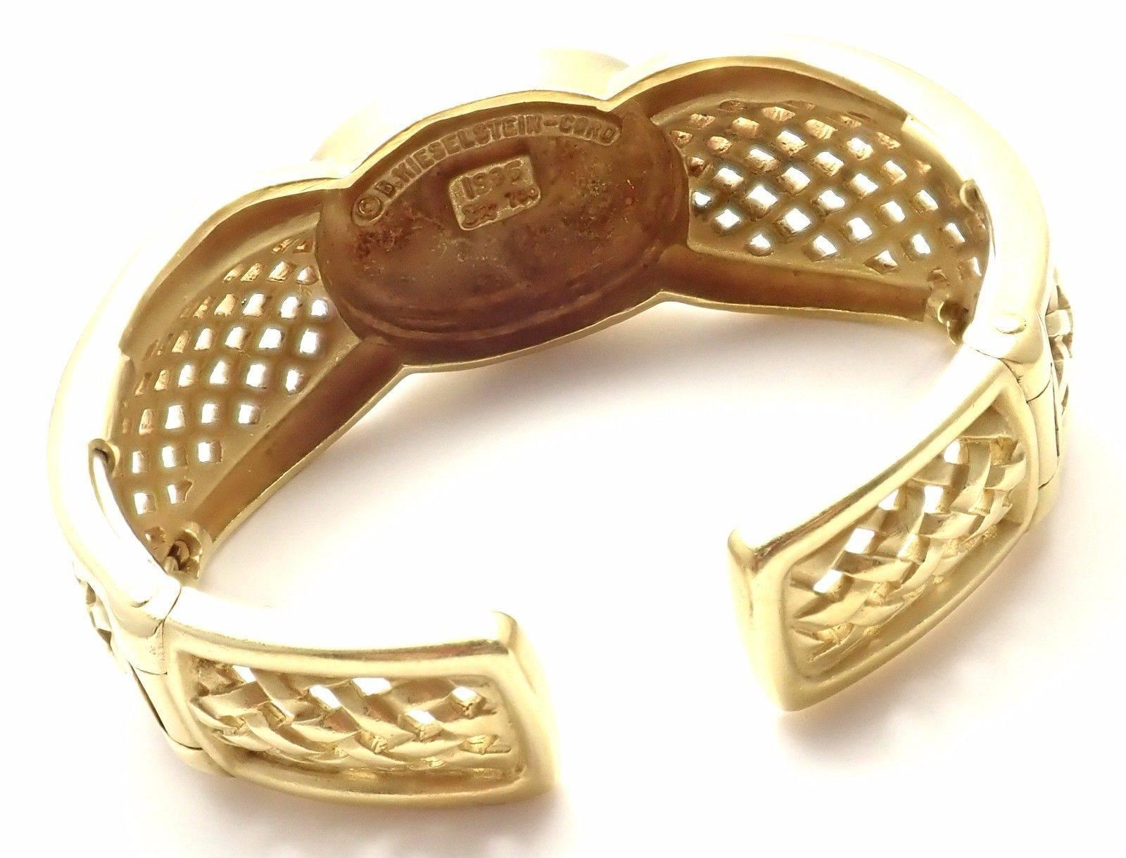 Barry Kieselstein Cord Cameo Yellow Gold Cuff Bangle Bracelet In New Condition In Holland, PA