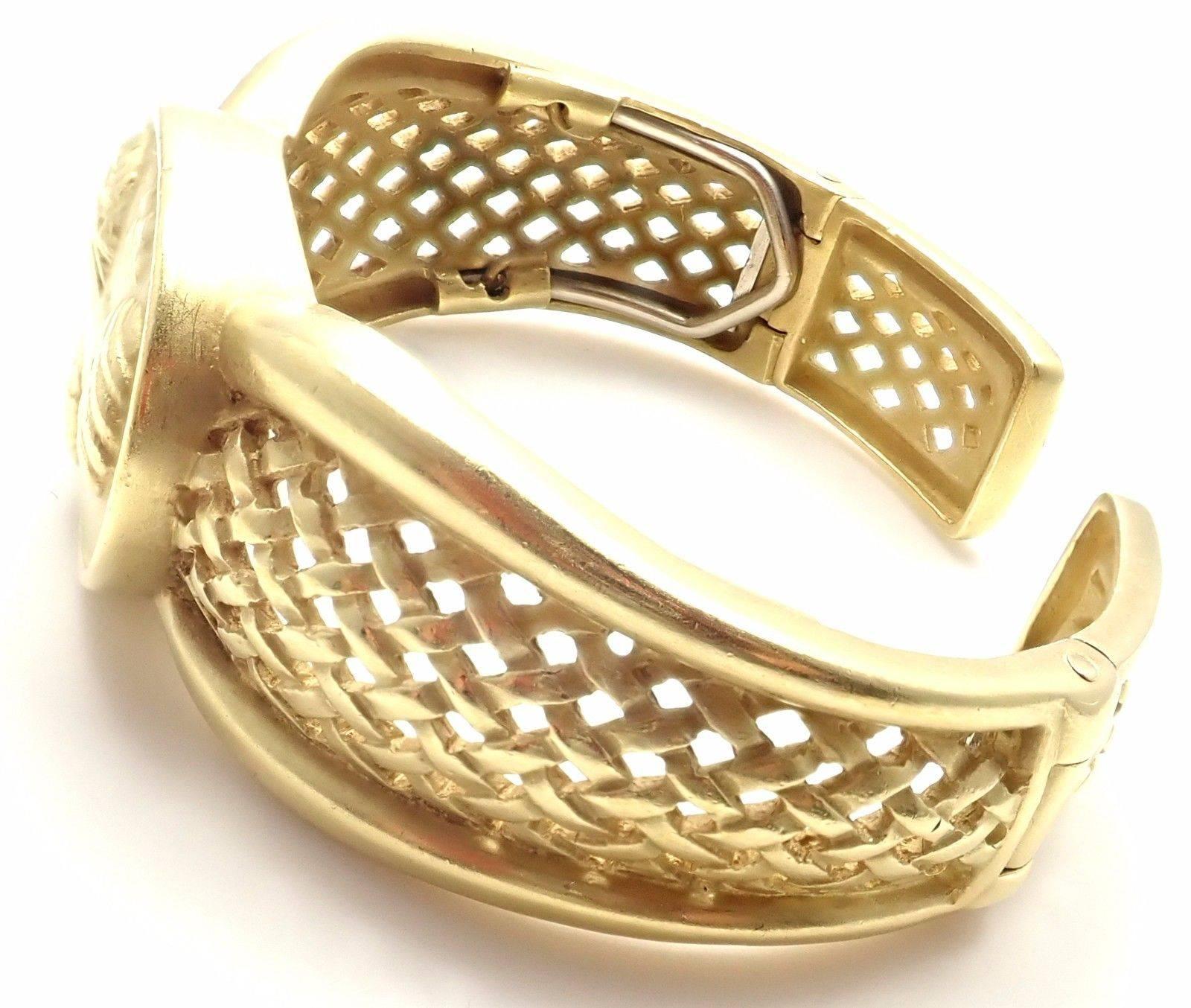 Women's or Men's Barry Kieselstein Cord Cameo Yellow Gold Cuff Bangle Bracelet