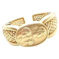 Barry Kieselstein Cord Cameo Yellow Gold Cuff Bangle Bracelet