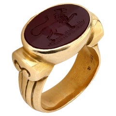 Barry Kieselstein-Cord carnelian 18k yellow gold intaglio lion ring