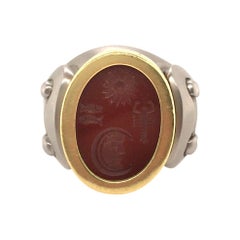 Barry Kieselstein Cord Carnelian Intaglio and Gold Ring