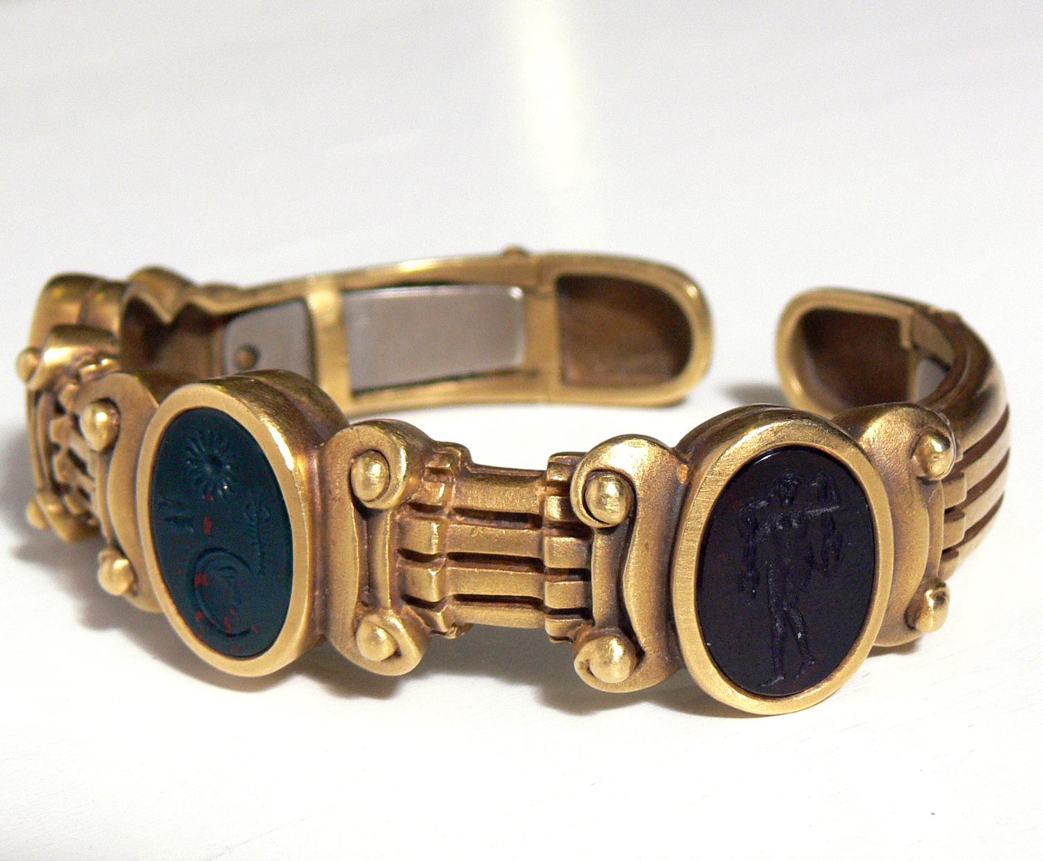 Neoclassical Barry Kieselstein Cord Carnelian Intaglio Gold Bracelet