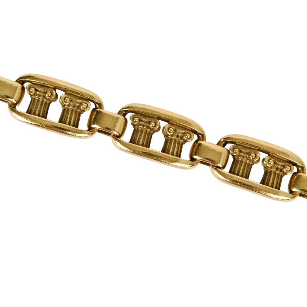 Guaranteed authentic Barry Kieselsein-Cord striking signature Column Pompeii vintage 18K gold link bracelet.
No longer in production, these superb BKC pieces are a collectors treasure!
Each link is stamped with logo, date and carat weight.
Bracelet