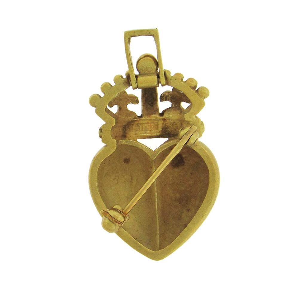 Round Cut Barry Kieselstein-Cord Crowned Heart Pin/Pendant