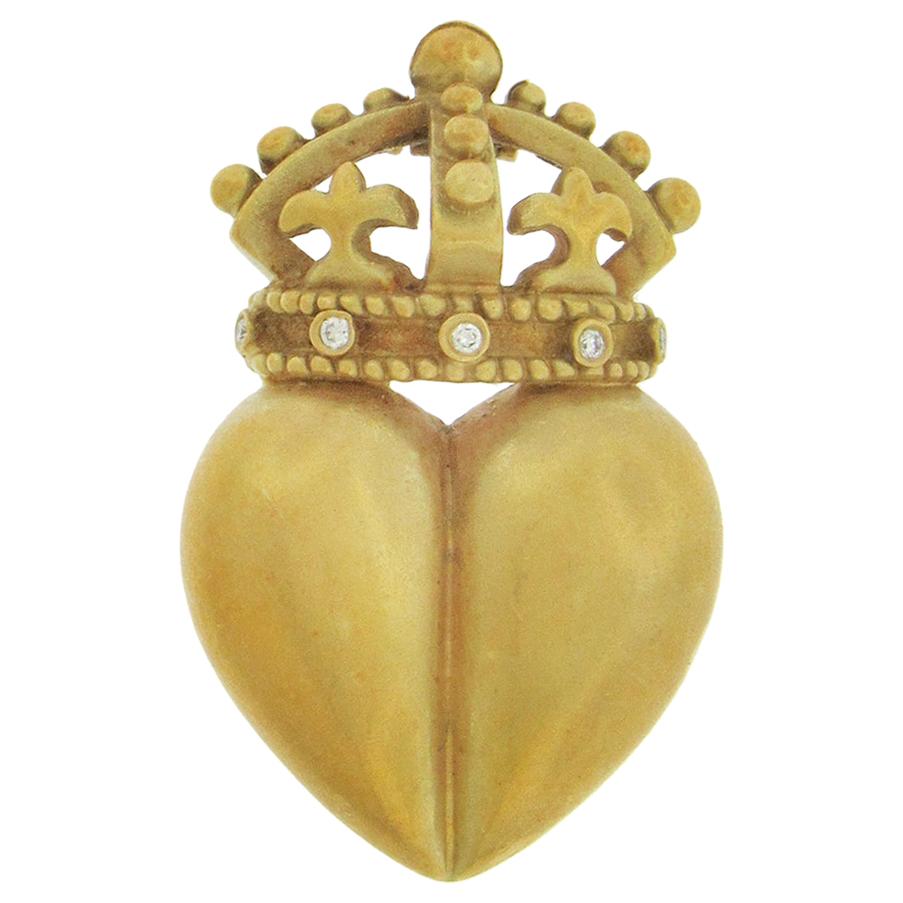 Barry Kieselstein-Cord Crowned Heart Pin/Pendant