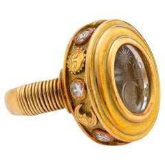 Barry Kieselstein-Cord, bague en or jaune 18 carats avec diamants taille intaille en cristal