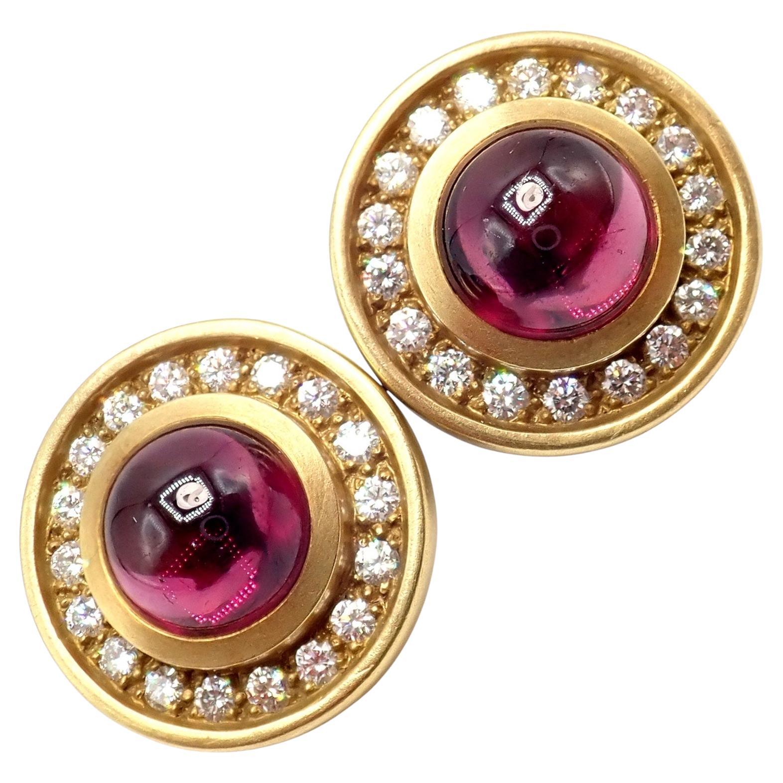 Barry Kieselstein Cord Diamond Garnet Yellow Gold Earrings