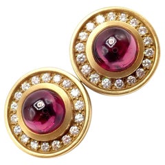 Barry Kieselstein Cord Diamond Garnet Yellow Gold Earrings
