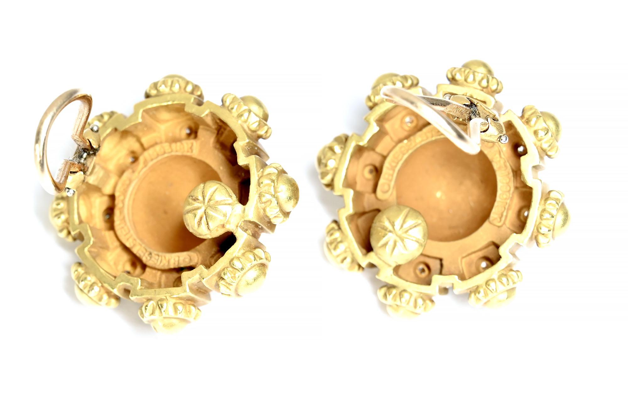 Contemporary Barry Kieselstein Cord Gold and Diamond Earrings For Sale