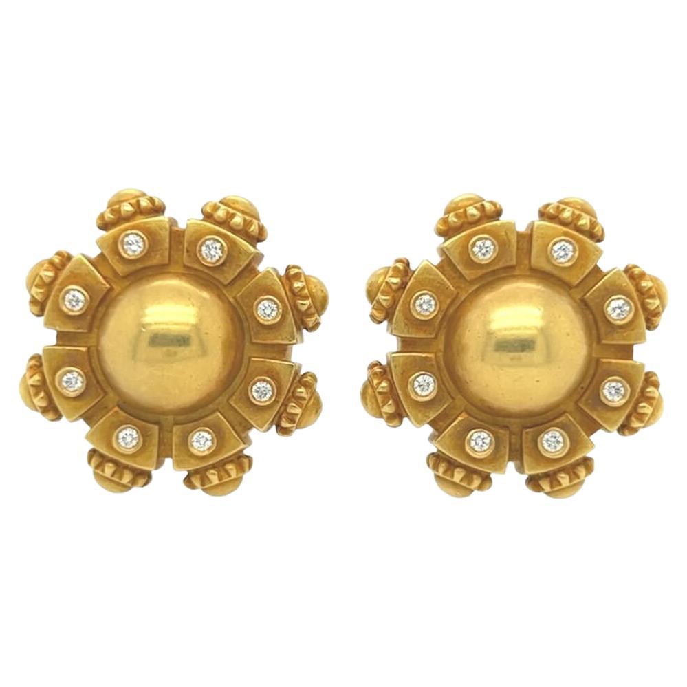 Barry Kieselstein-Cord Gold and Diamond Earrings For Sale