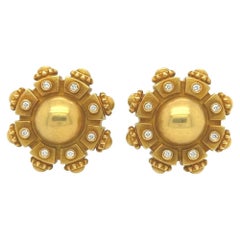 Vintage Barry Kieselstein-Cord Gold and Diamond Earrings