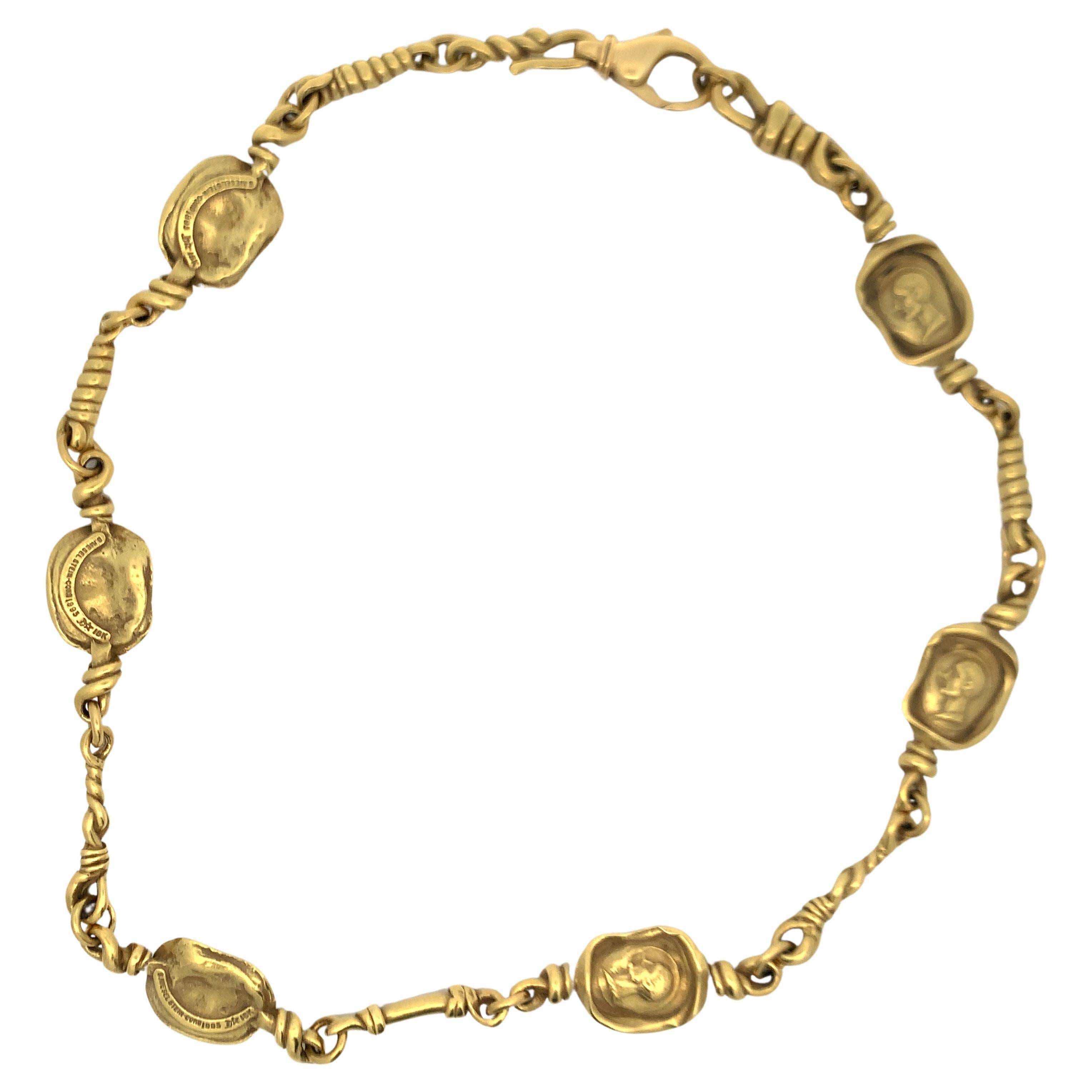 Barry Kieselstein Cord Gold Disc Necklace  For Sale 3