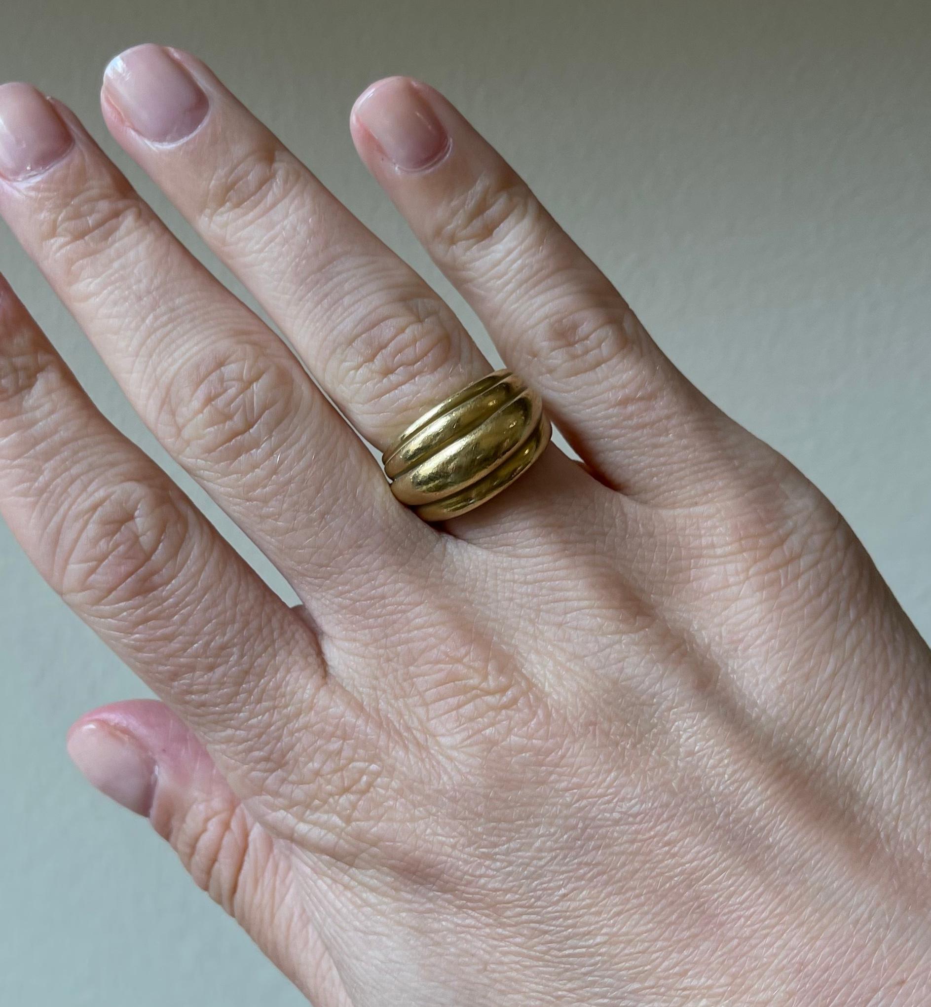 Classic 18k gold dome ring by Barry Kieselstein-Cord. The ring is a size 6, width of the center is 0.5