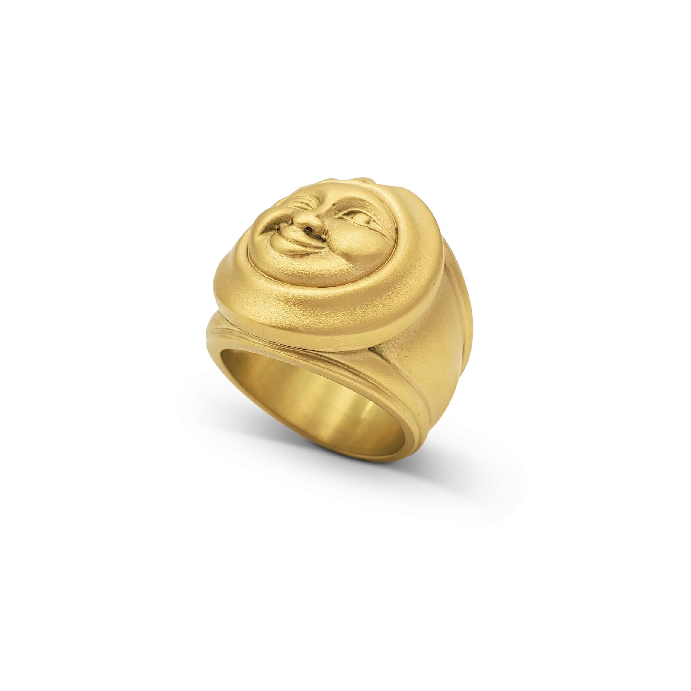 Barry Kieselstein-Cord Gold Winking Sun Moon Ring In Excellent Condition In New York, NY