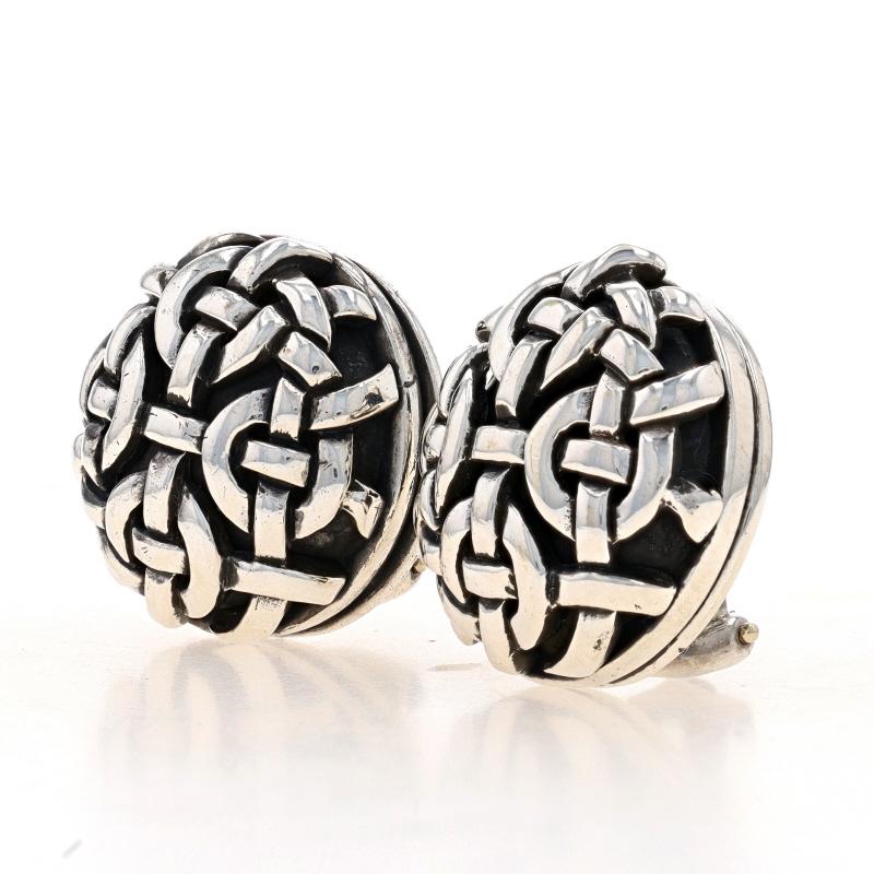 Barry Kieselstein-Cord Knot Large Stud Earrings - Sterling Silver 925 Clip-Ons In Excellent Condition For Sale In Greensboro, NC