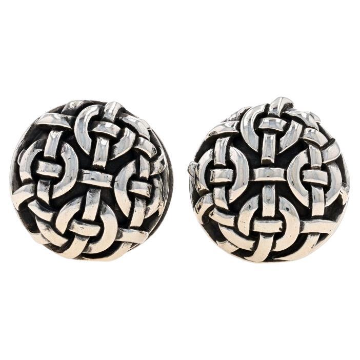 Barry Kieselstein-Cord Knot Large Stud Earrings - Sterling Silver 925 Clip-Ons For Sale