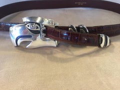 Barry Kieselstein Cord Large Eagle Head Sterling Alligator Belt