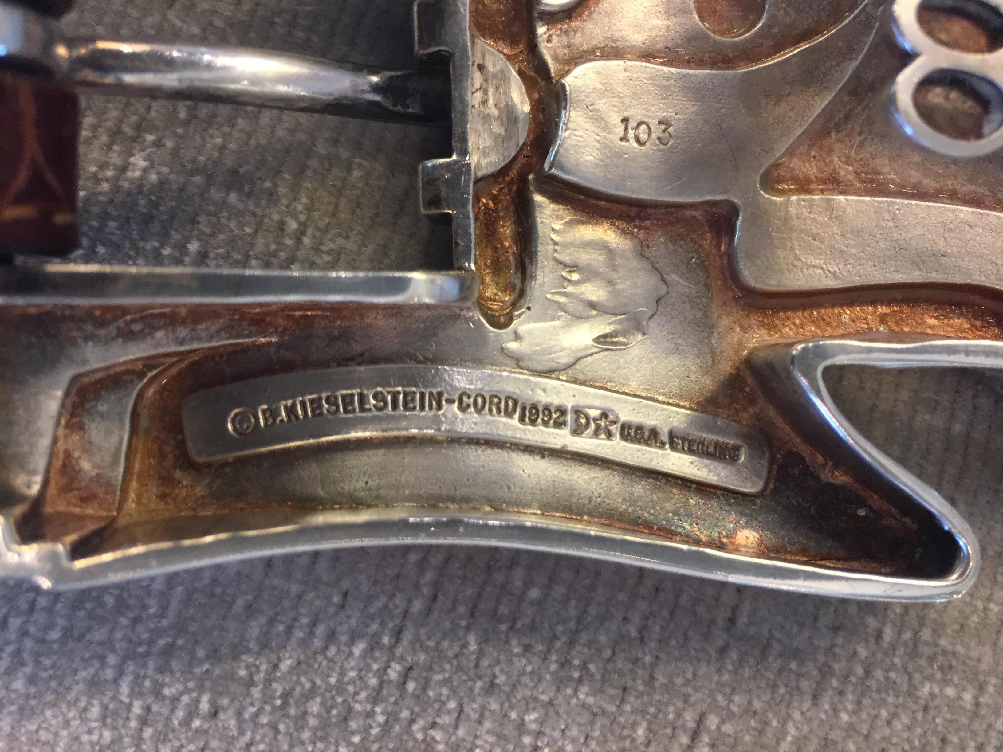 Barry Kieselstein Cord Large Eagle Head Sterling Alligator Belt In Excellent Condition For Sale In Westport, CT