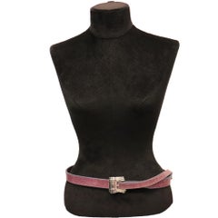 Barry Kieselstein Cordón de piel de lagarto rosa y morado con cinturón de plata de ley