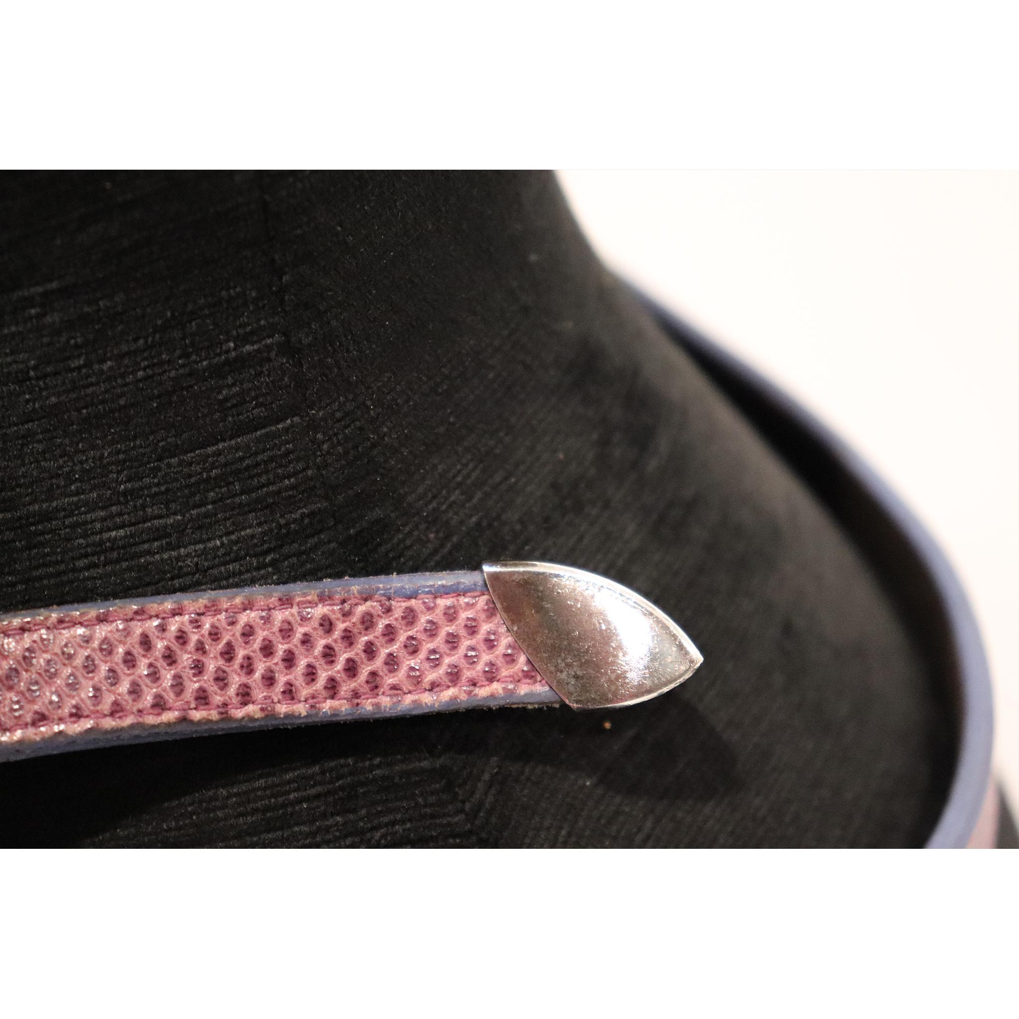 Brown Barry Kieselstein Cord Lizard Skin Pink & Purple Belt W/ Sterling Silver Belt  For Sale