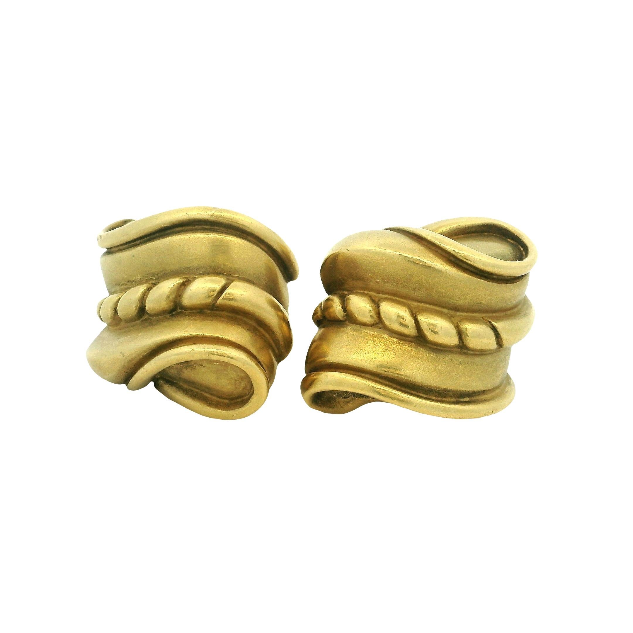Barry Kieselstein-Cord  Retired 18 Karat Gold Scroll Vintage Earrings For Sale 5