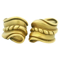 Barry Kieselstein-Cord  Retired 18 Karat Gold Scroll Vintage Earrings