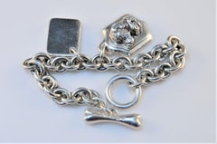 Barry Kieselstein Cord Signed Retriever Dog Tag Charm Sterling Silver Bracelet