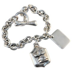 Barry Kieselstein Cord Signed Retriever Dog Tag Charm Sterling Silver Bracelet