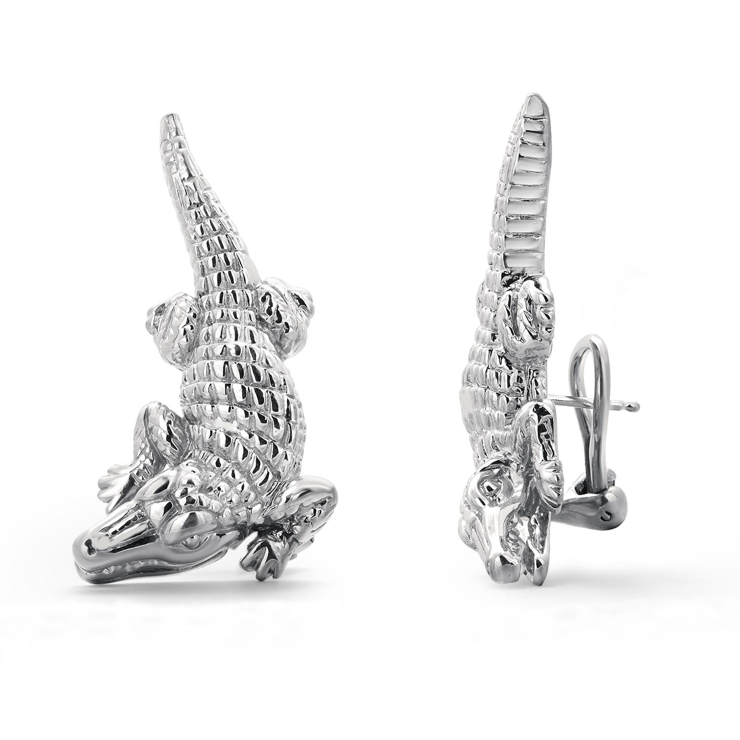 Barry Kieselstein-Cord Sterling Silver Alligator 1.5 Inch Long Earring 2