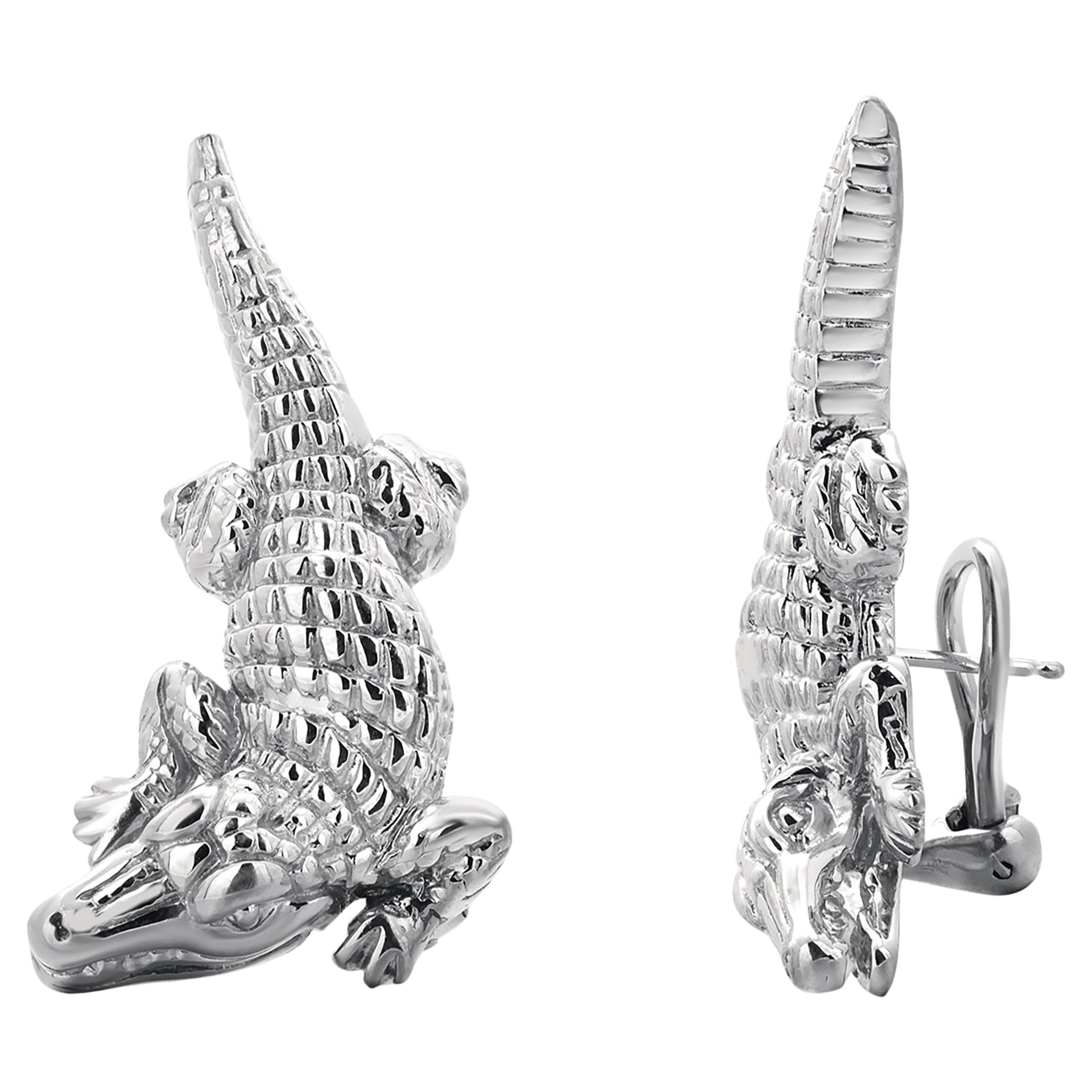 Barry Kieselstein-Cord Sterling Silver Alligator 1.5 Inch Long Earring