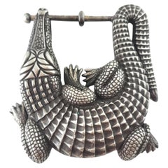 Barry Kieselstein-Cord Sterling Silver Alligator Belt Buckle #17902