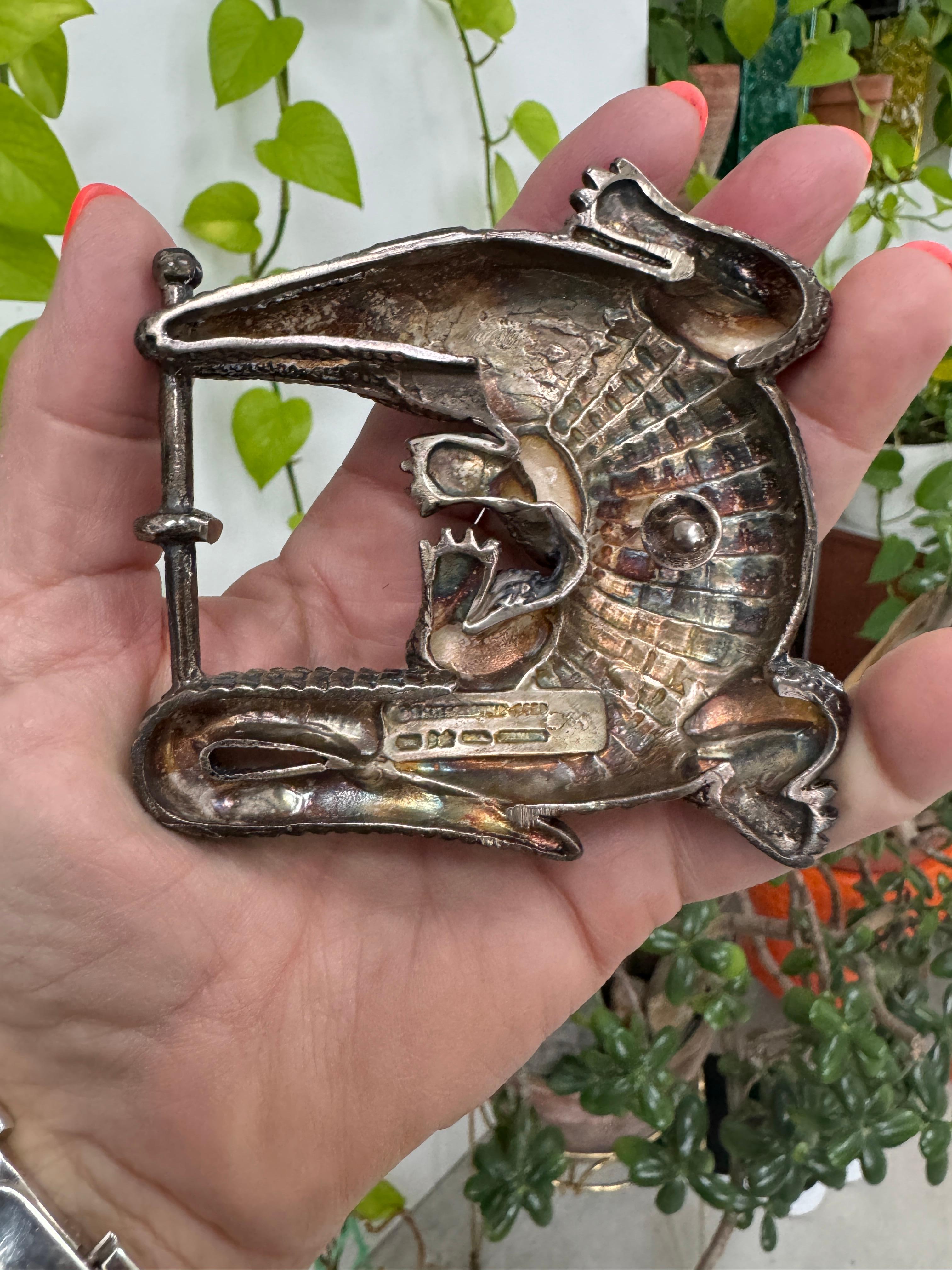 Barry Kieselstein-Corde Boucle de ceinture en alligator en argent sterling en vente 5