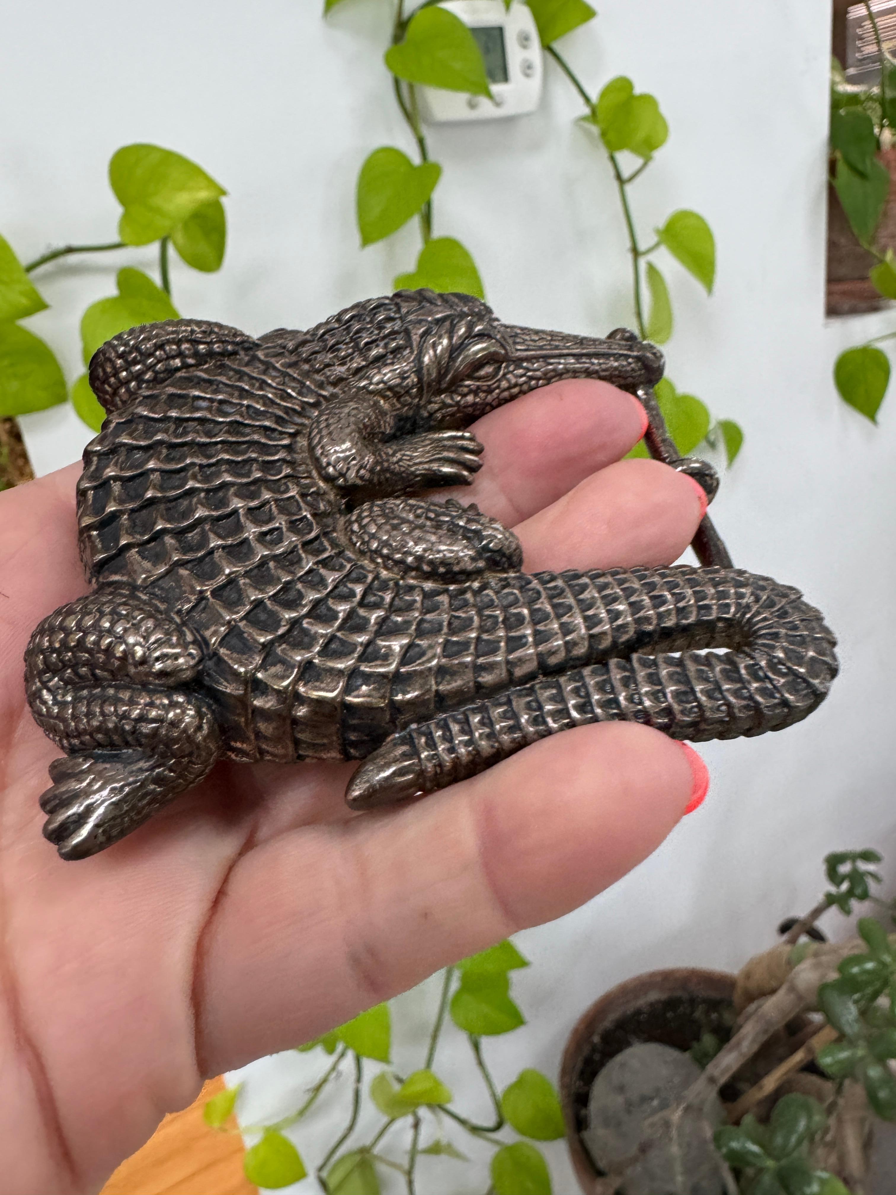 Barry Kieselstein-Corde Boucle de ceinture en alligator en argent sterling en vente 6