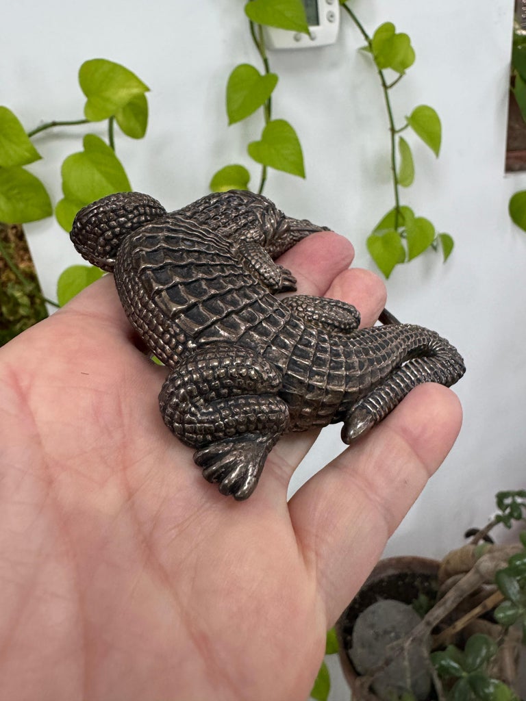 Barry Kieselstein Cord Sterling Silver Alligator Belt Buckle  display picture 1