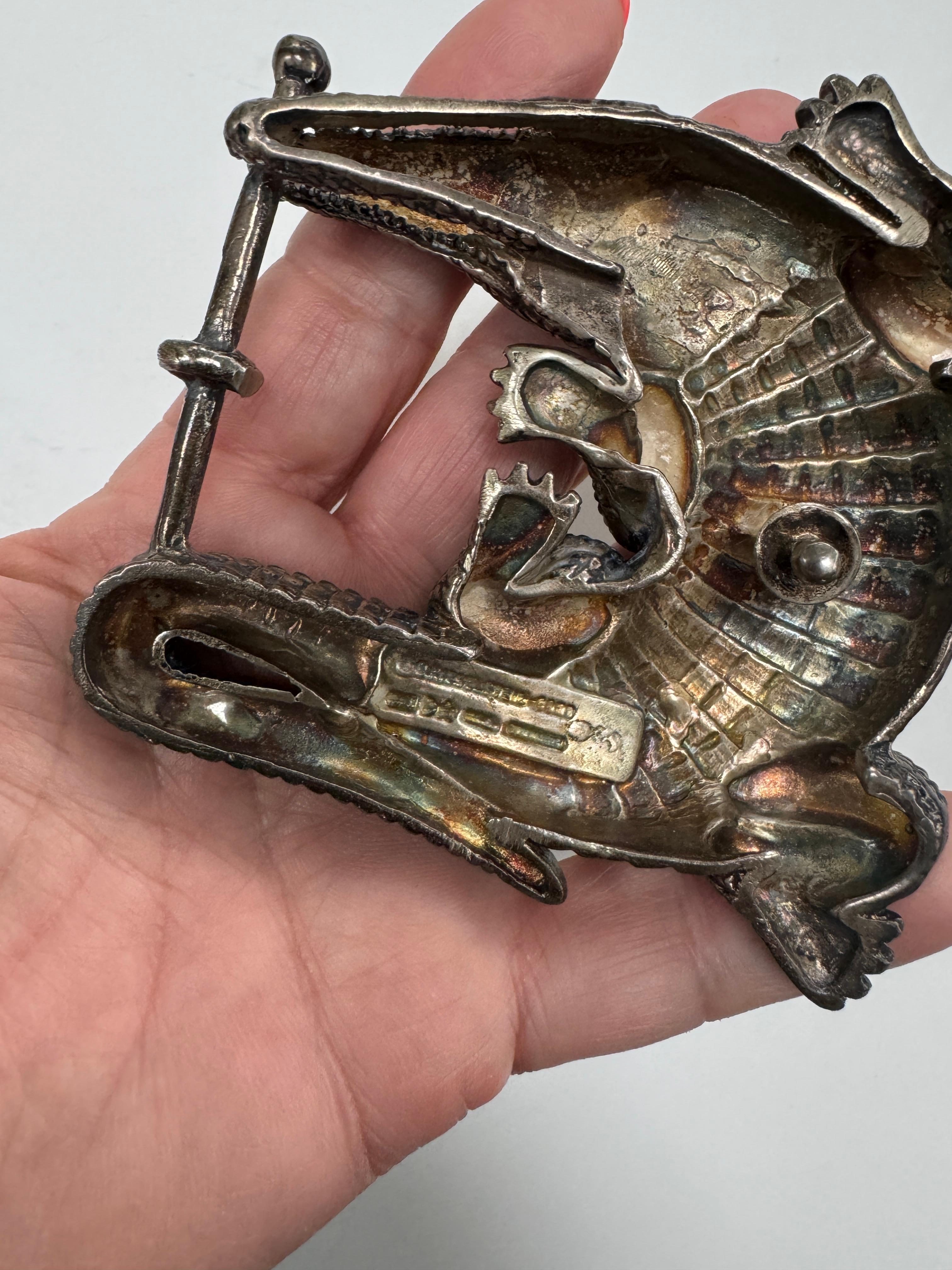 Barry Kieselstein-Corde Boucle de ceinture en alligator en argent sterling Unisexe en vente