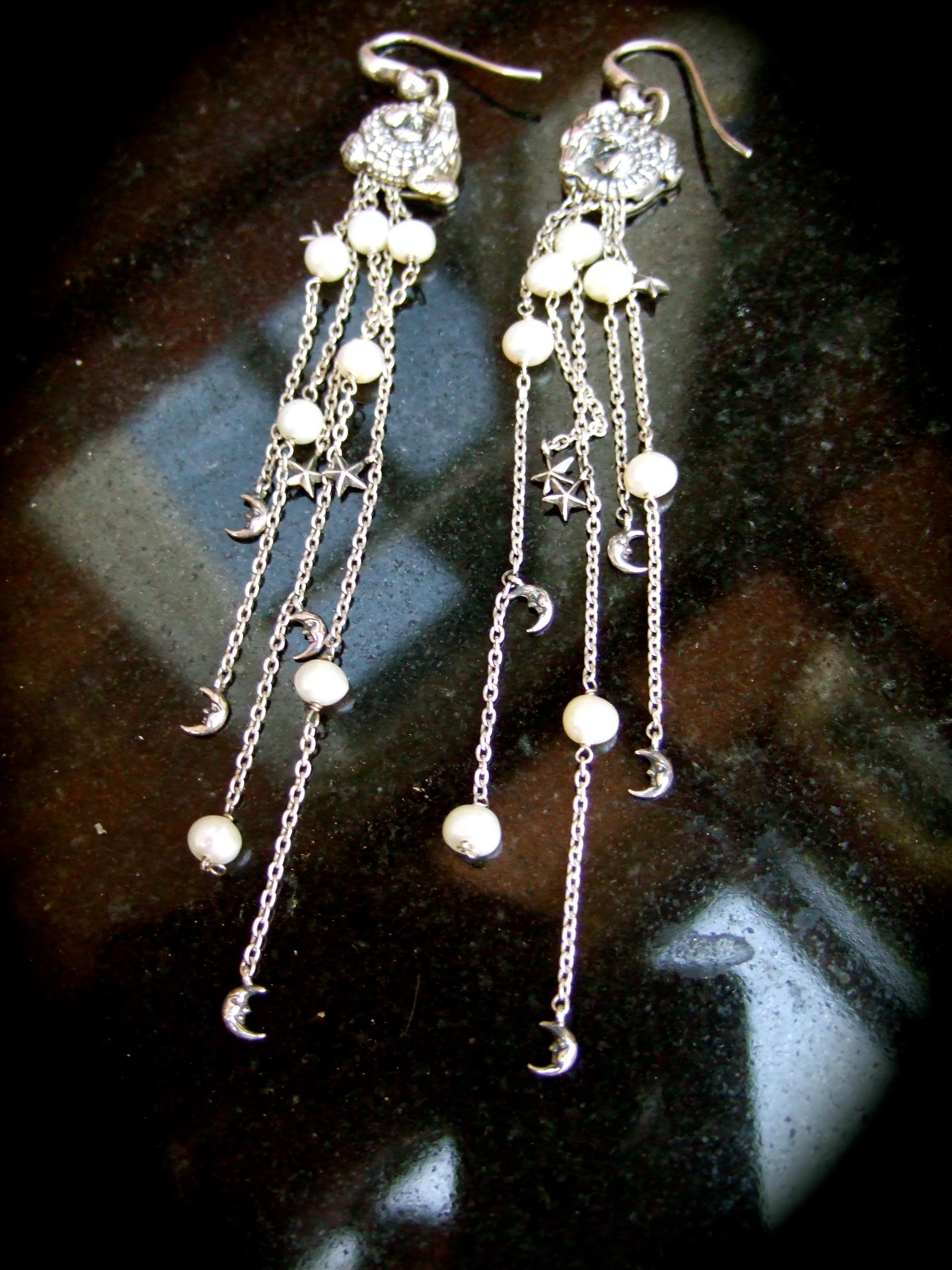 Women's Barry Kieselstein-Cord Sterling Silver Dangling Charm Statement Earrings 2004 For Sale