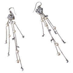 Barry Kieselstein-Cord Sterling Silver Dangling Charm Statement Earrings 2004
