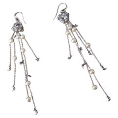 Barry Kieselstein-Cord Sterling Silver Dangling Charm Statement Earrings 2004