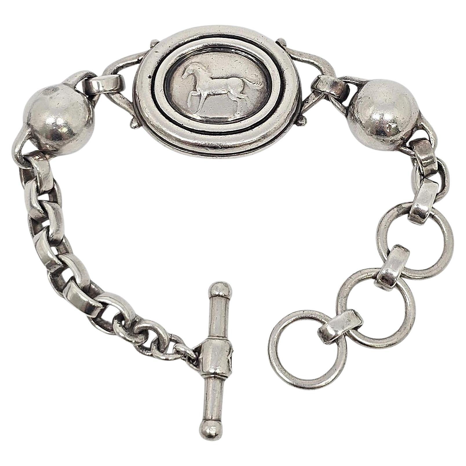 Barry Kieselstein-Cord Sterling Silver Equestrian Horse Toggle Bracelet #22216 For Sale