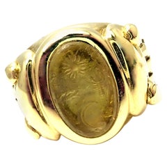 Barry Kieselstein Cord Sun Moon Intaglio Yellow Gold Ring