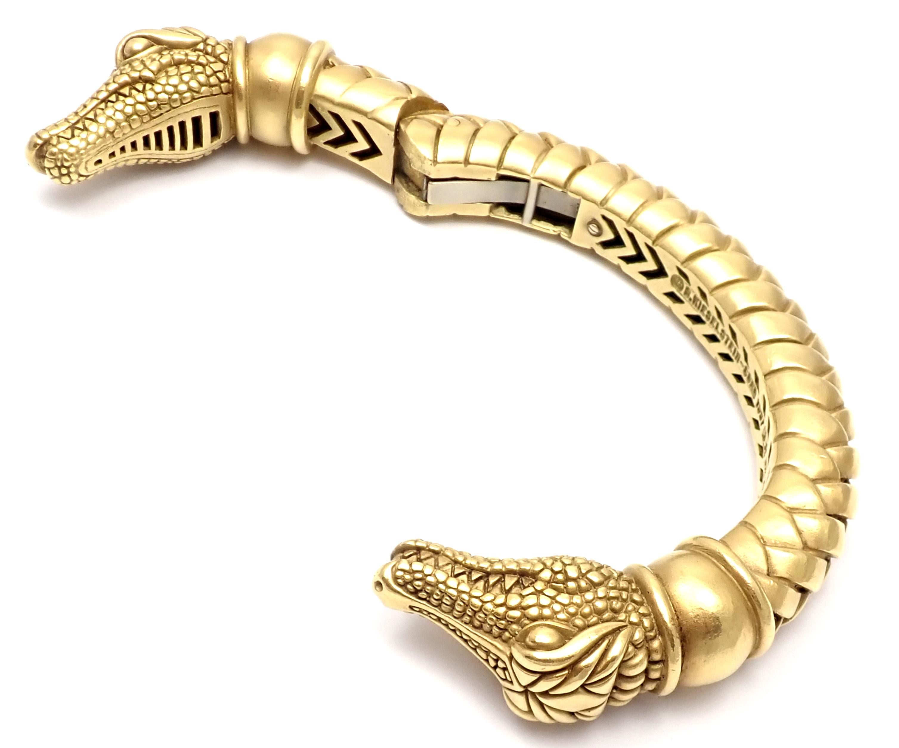 Barry Kieselstein Cord Two Alligator Heads Yellow Gold Bangle Bracelet 4