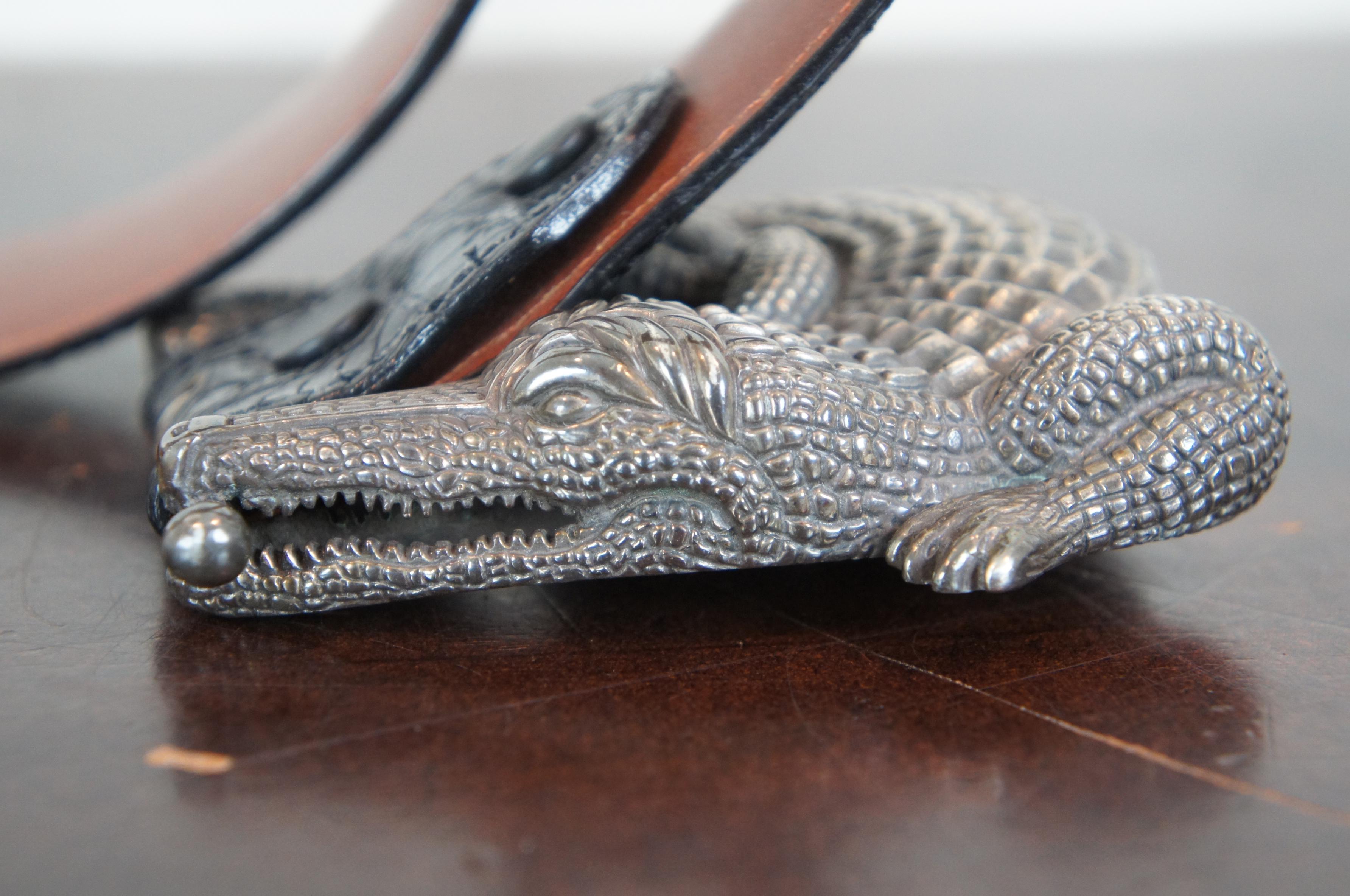 Barry Kieselstein Cord Vintage Sterling Crocodile Alligator Belt and Buckle In Good Condition In Dayton, OH