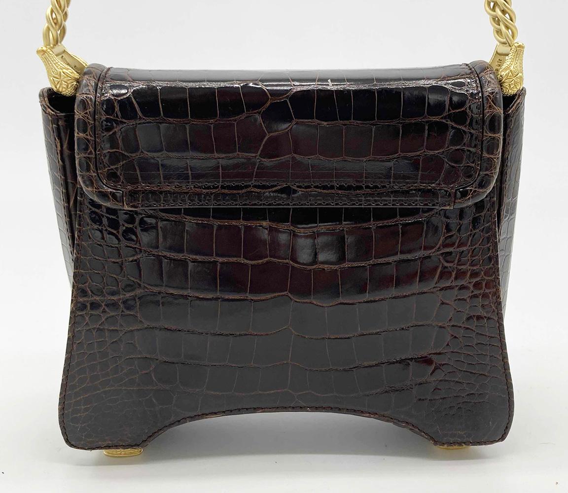 Barry Kieselstein Cord Brown Alligator Shoulder Bag In Good Condition In Philadelphia, PA