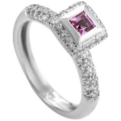 Barry Kronen 18 Karat White Gold Pink Sapphire and Diamond Ring