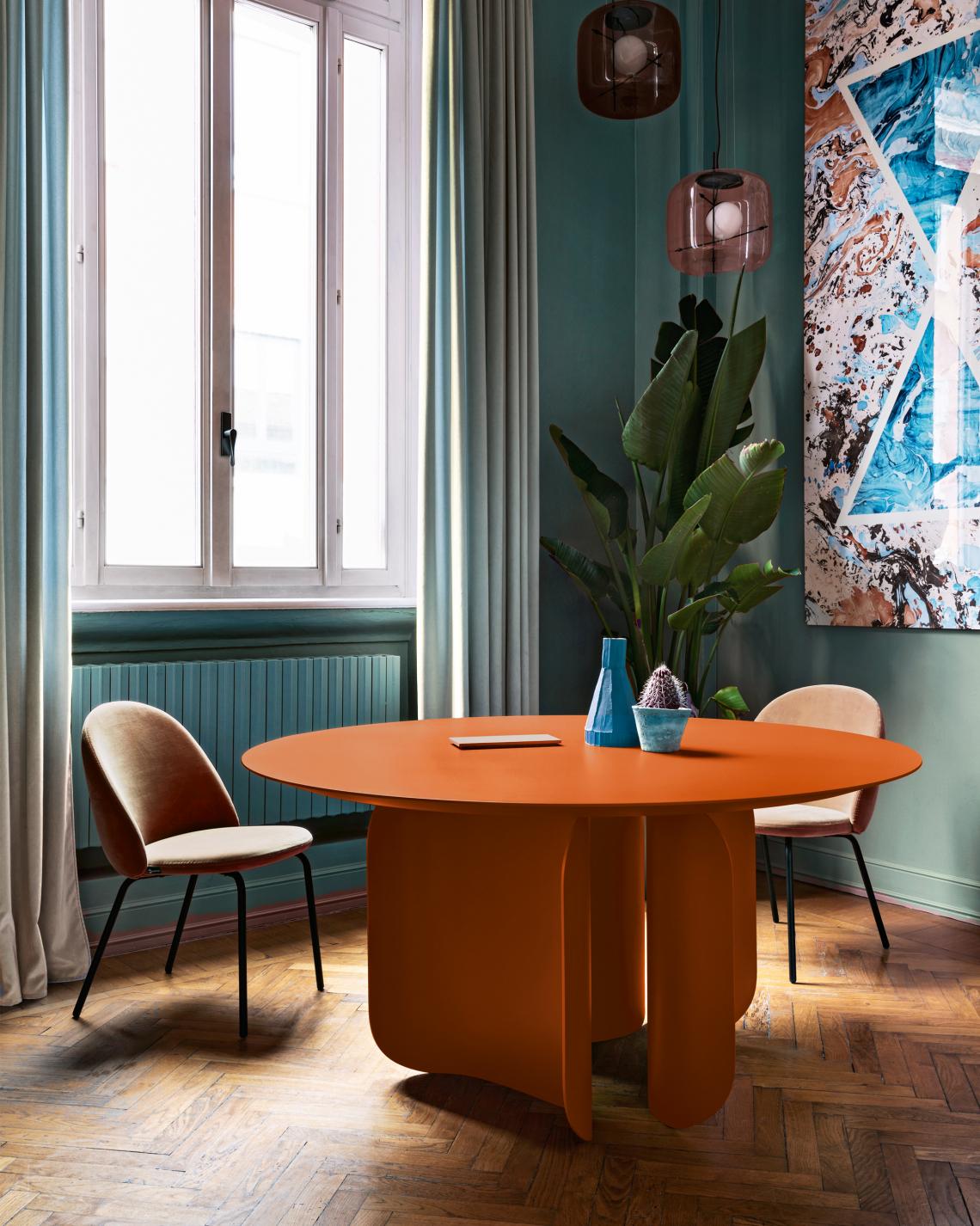 Grande table Palladio Moro avec base laquée noire d'Alain Gilles en vente 2