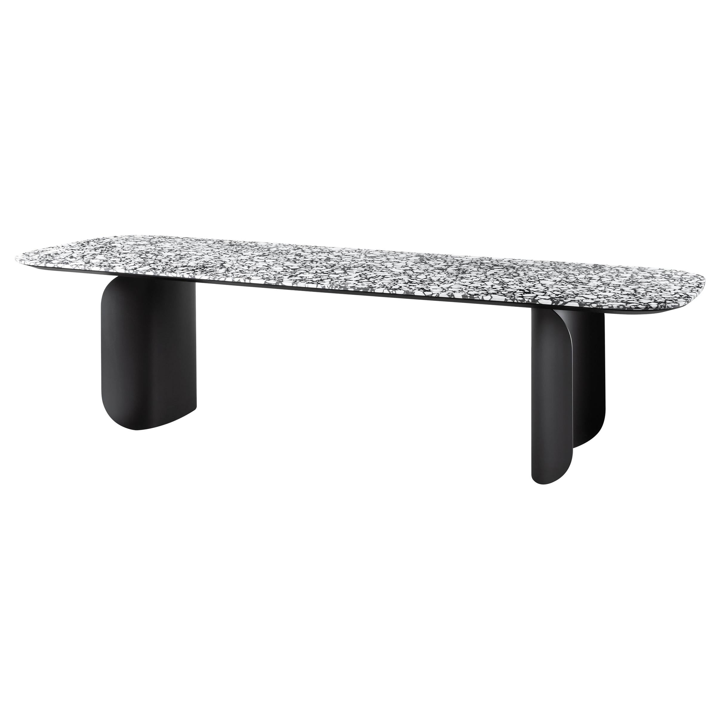 Barry Large Table in Palladio Moro Top with Black Lacquered Base by Alain Gilles For Sale