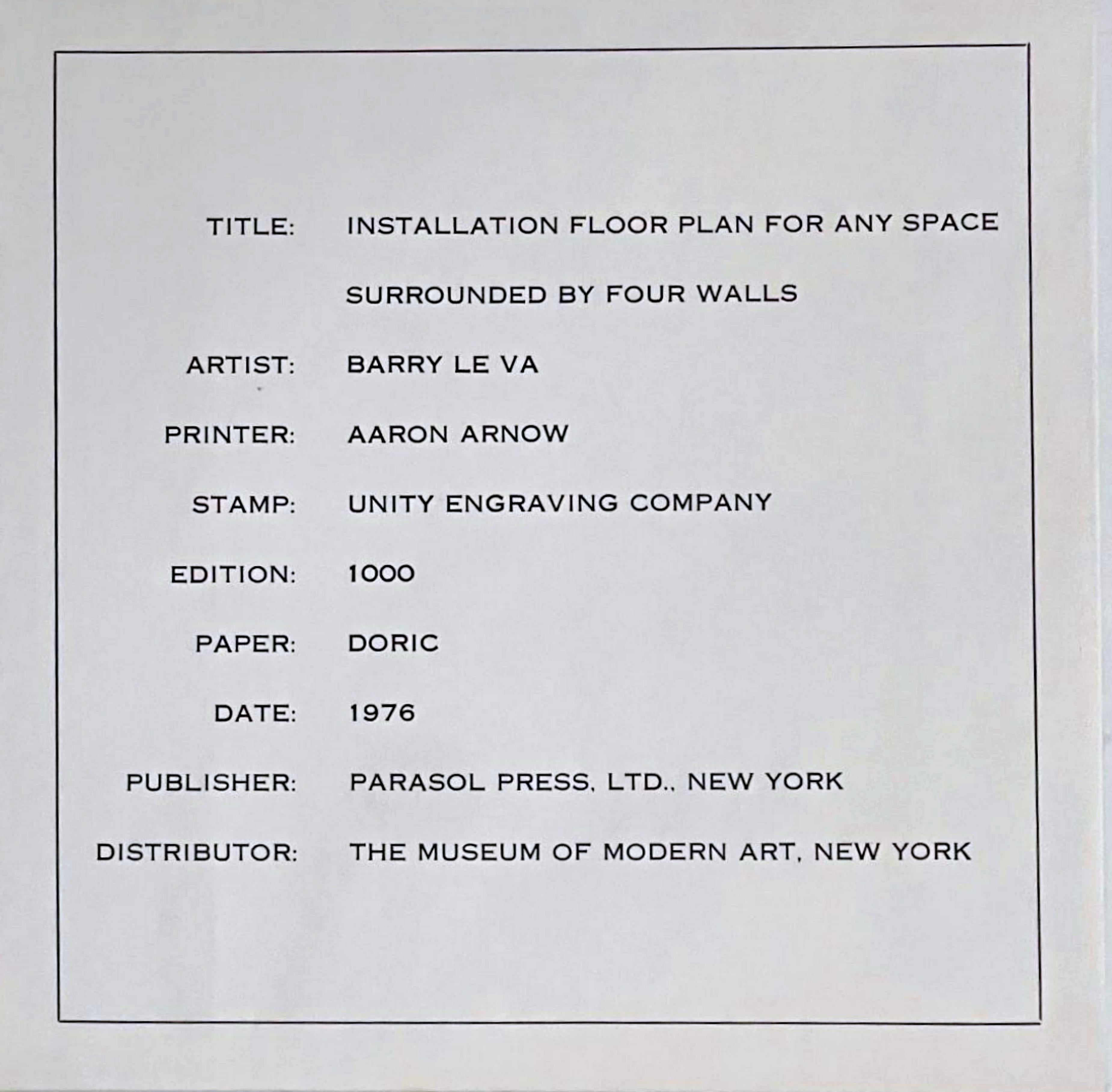 Installation Floor Plan for Any Space Surrounded by Four Walls, print, 917/1000 - Brown Interior Print by Barry Le Va