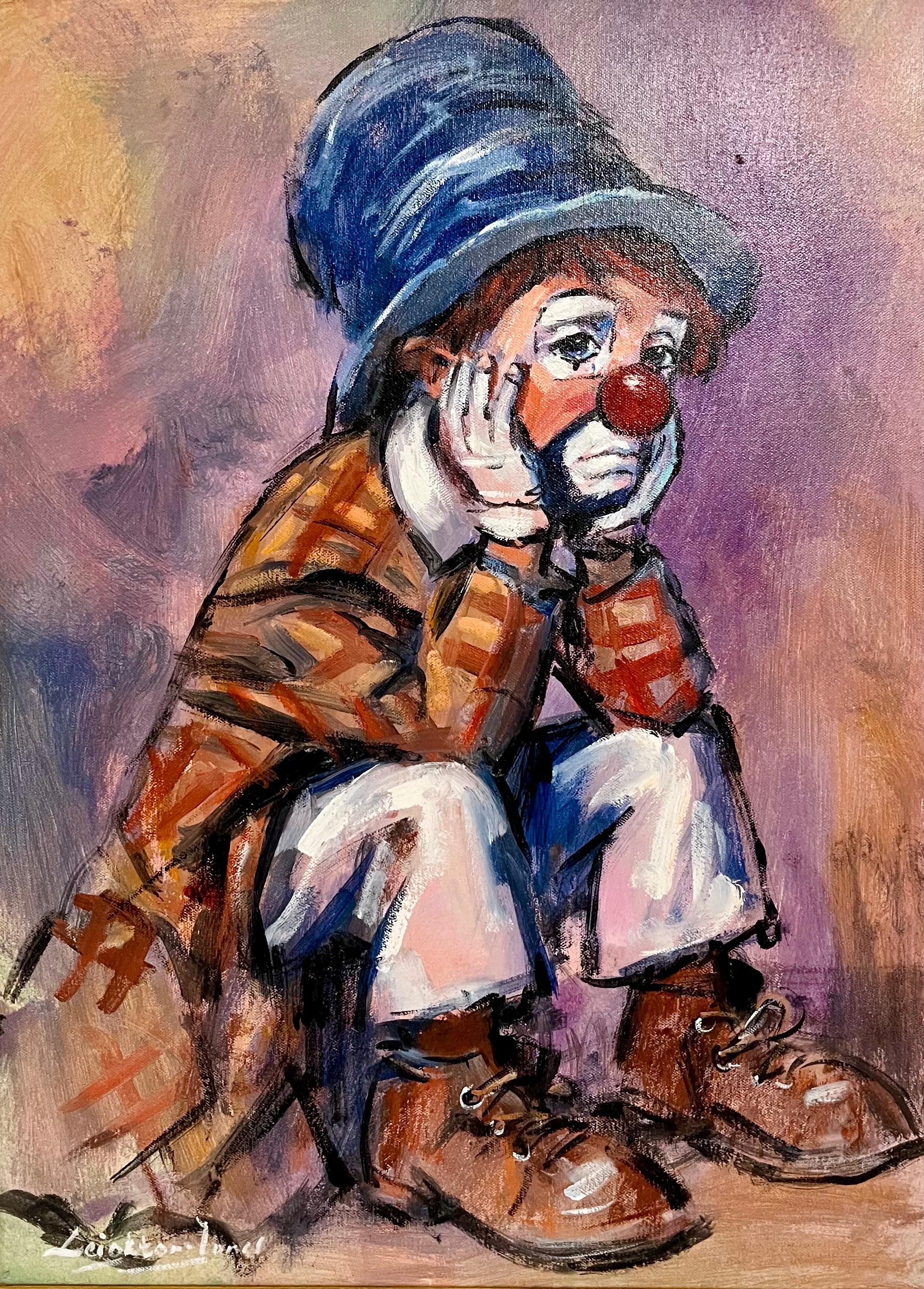 Peinture à l'huile sur toile - Scène de cirque de Barry Leighton Jones - Painting de Barry Leighton-Jones